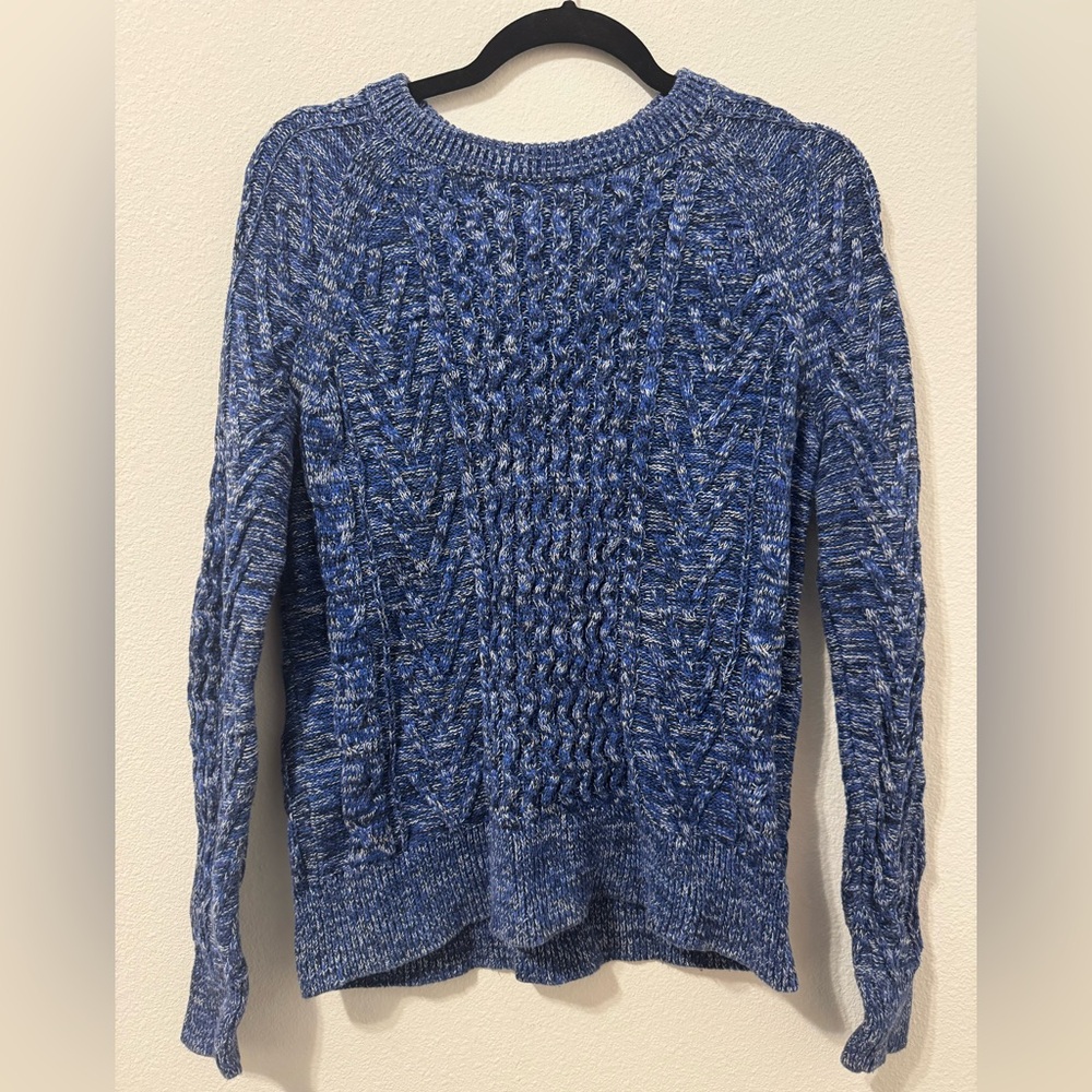 Women’s Gap 100% Cotton Cable Knit Crew Neck Sweater Blue Size Medium